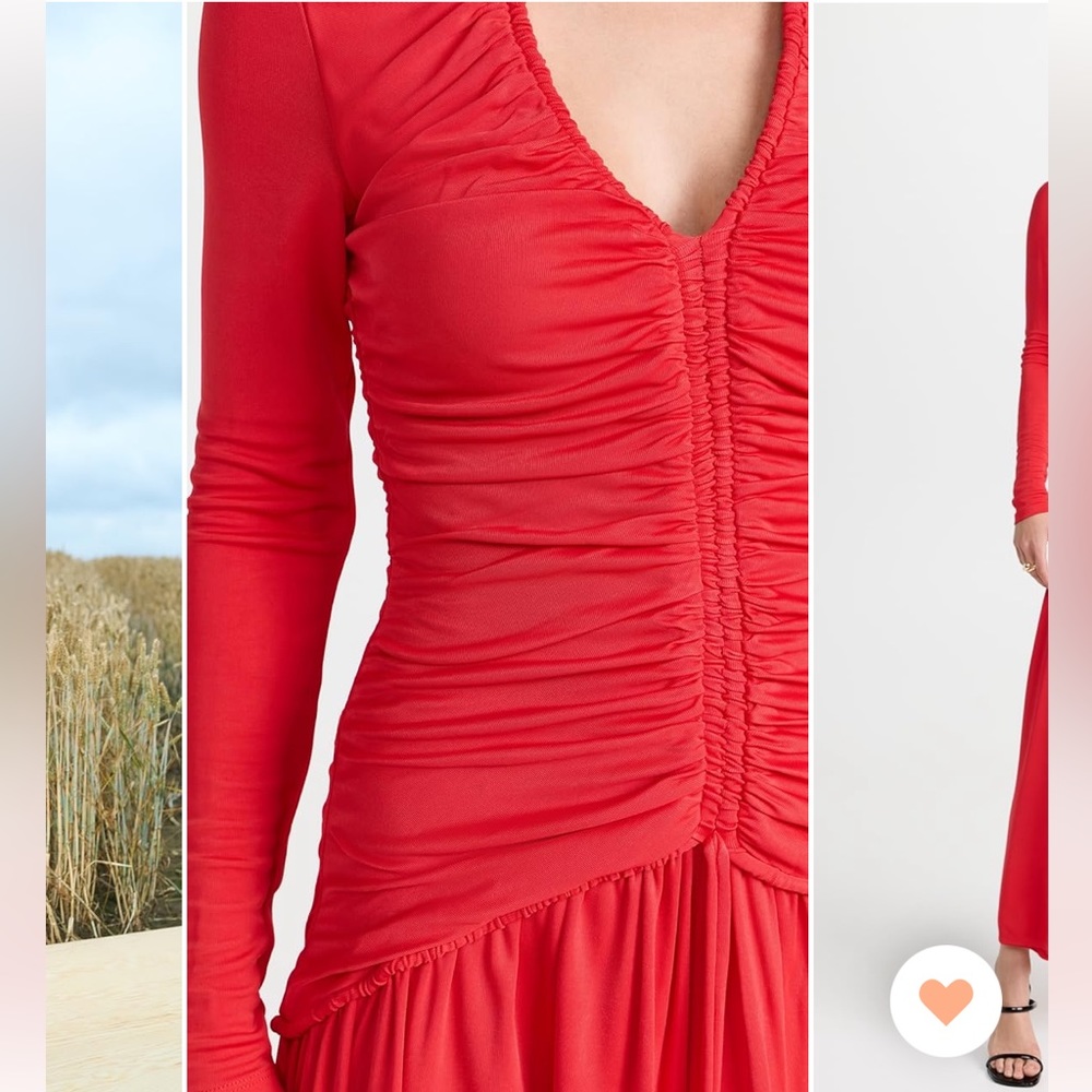 FARM Rio Red Long-Sleeve Ruched Maxi Dress - Picture 4 of 4